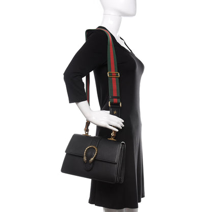 Gucci Moon Calfskin Web Medium Dionysus Bamboo Top Handle Bag Black 3 of 11