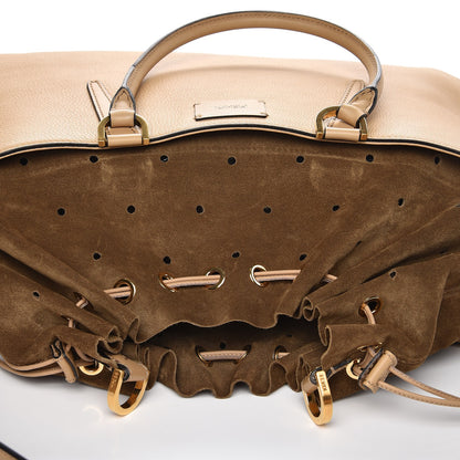 Fendi Calfskin Suede Perforated B Fab Drawstring Tote Cuoio Tobacco 8 of 8