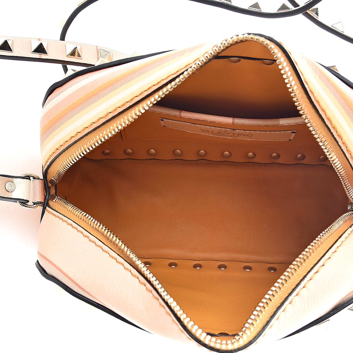 Vitello Native Couture 1975 Rockstud Camera Crossbody Bag Orange Multicolor