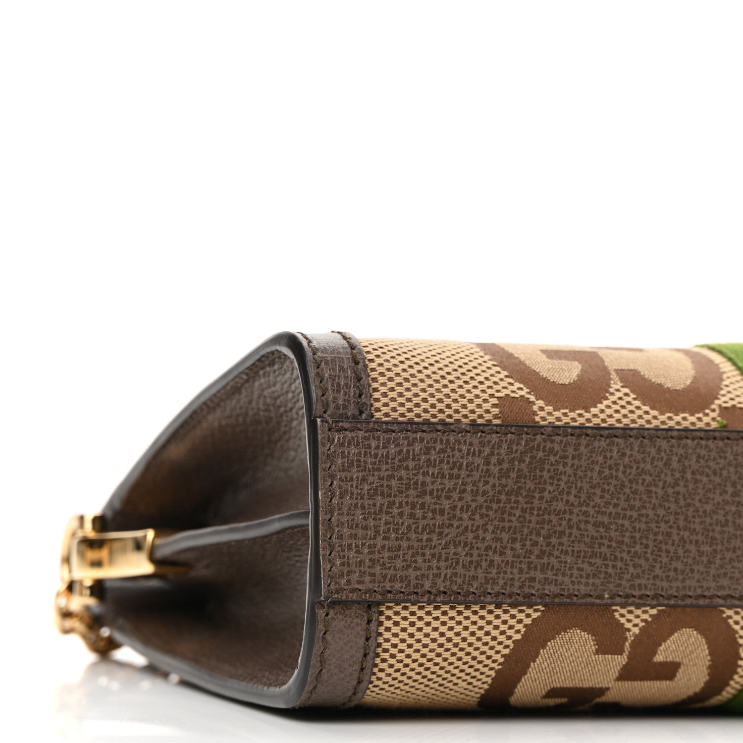 Gucci Monogram Jumbo GG Textured Dollar Calfskin Web Small Ophidia Chain Shoulder Bag Camel Ebony New Acero 9 of 11