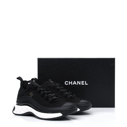 Chanel Velvet Calfskin Mixed Fibers CC Sneakers 37.5 Black 9 of 9