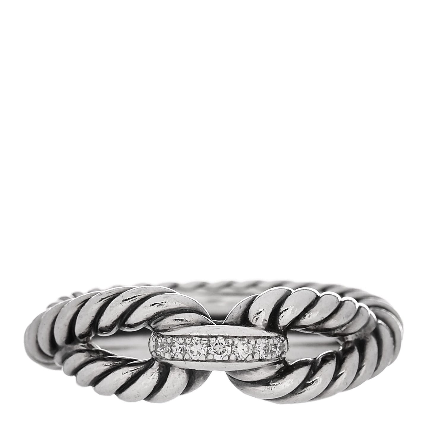 Sterling Silver Diamond Cable Loop Band Ring 50 5.5