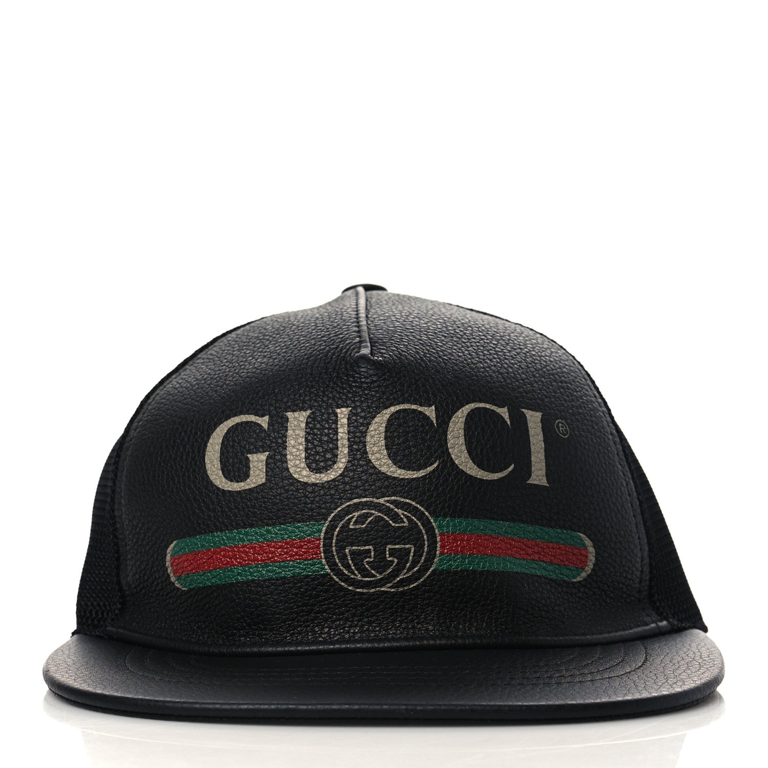Gucci Grained Calfskin Logo Baseball Hat M Black 2 of 8