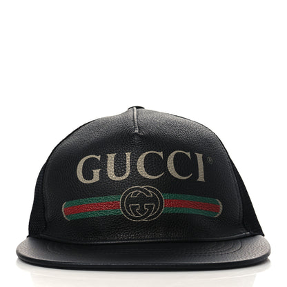 Gucci Grained Calfskin Logo Baseball Hat M Black 2 of 8
