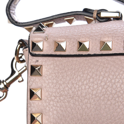 Valentino Garavani Pebbled Calfskin Small Rockstud Single Handle Flap Bag Poudre 14 of 21