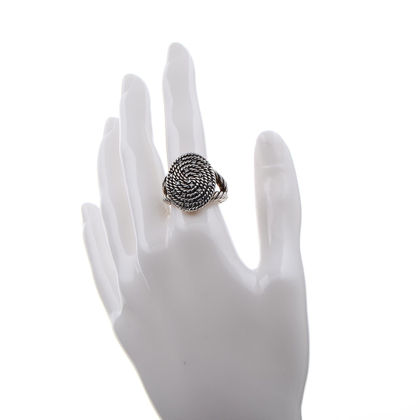 Sterling Silver Diamond Cable Coil Ring 57 8