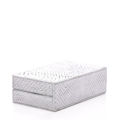 Nancy Gonzalez Metallic Python Box Clutch Silver 4 of 5