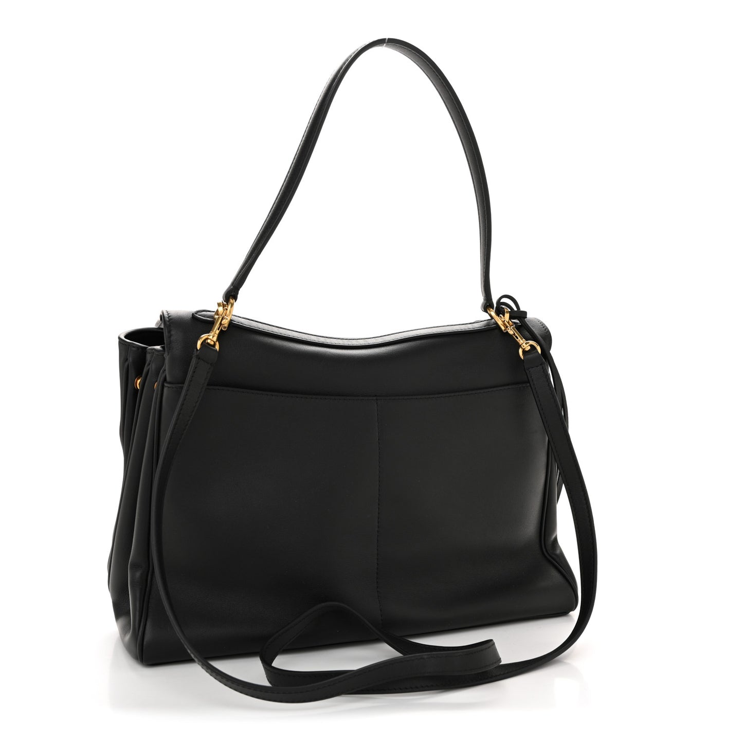 Natural Smooth Calfskin Medium Rodeo Top Handle Handbag Black