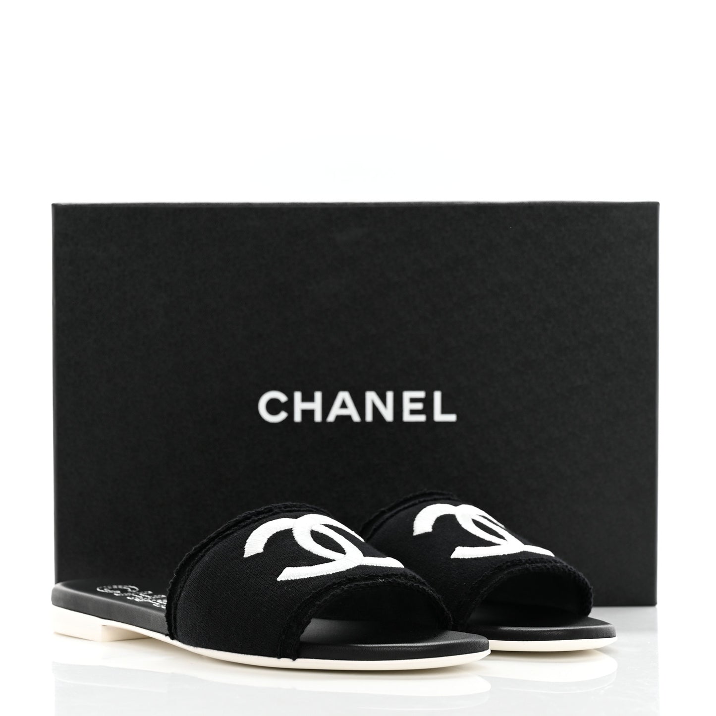 Jersey Knit CC Mules 39 Black