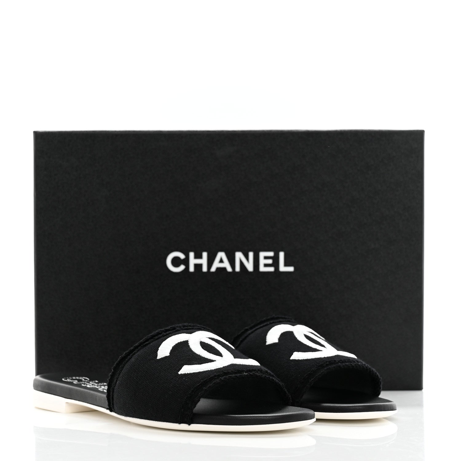 Chanel Jersey Knit CC Mules 39 Black 9 of 9