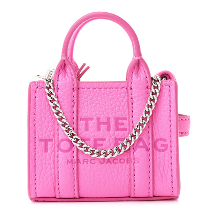 Marc Jacobs Grained Calfskin Nano The Tote Bag Crossbody Bow Pink 1 of 10
