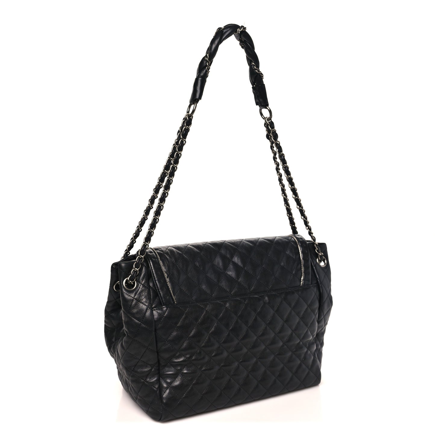 Calfskin Quilted Istanbul Accordion Large Flap Black