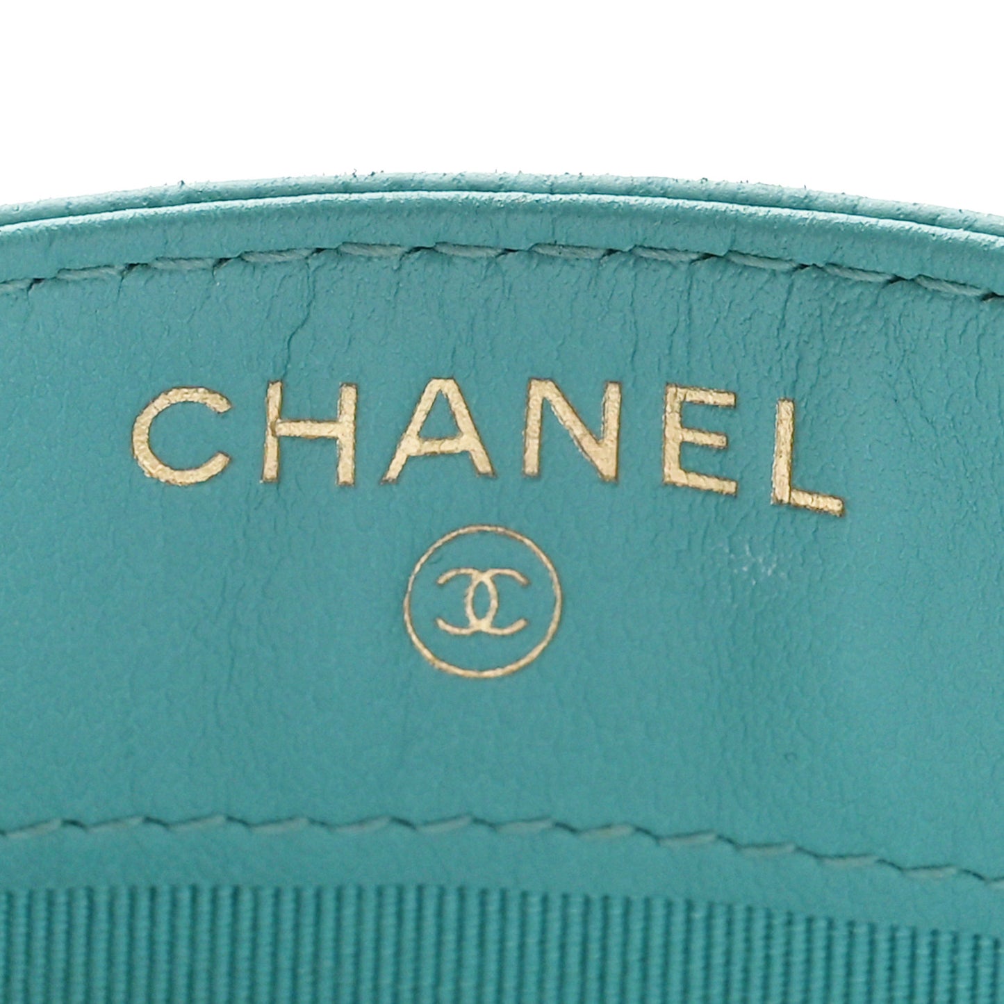 Caviar Chevron Quilted Card Holder Turquoise