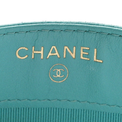 Chanel Caviar Chevron Quilted Card Holder Turquoise 7 of 10