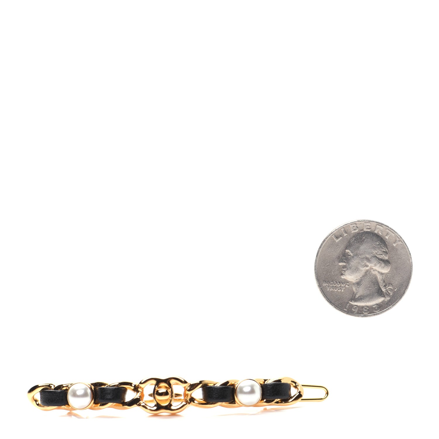 Chanel Pearl Lambskin CC More Is More Hair Clip Black Gold 2 of 8