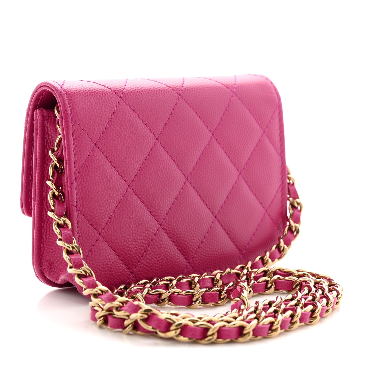 Caviar Quilted Mini Chain Bag Dark Pink