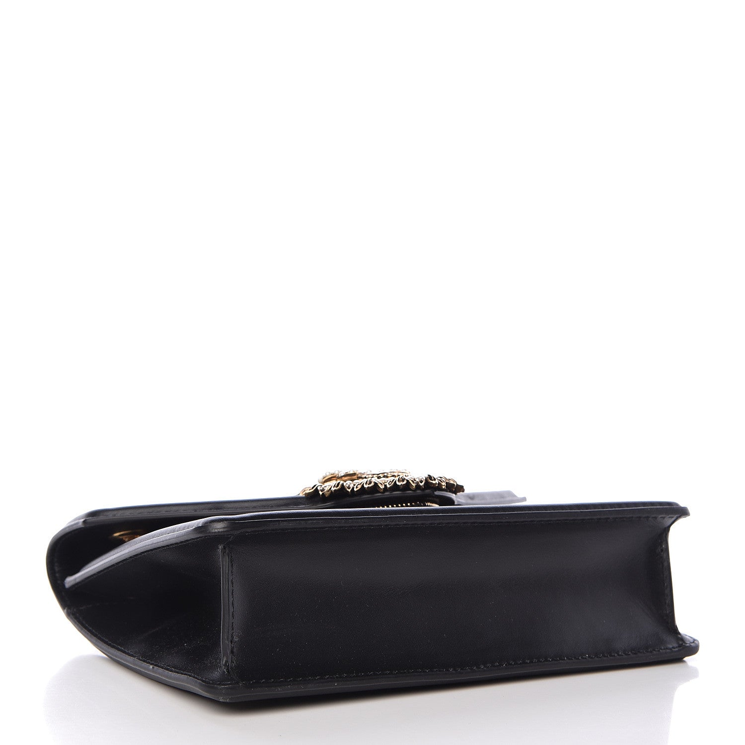 Dolce & Gabbana Jacquard Leopard Print Smooth Calfskin Medium Devotion Crossbody Bag Black 4 of 11