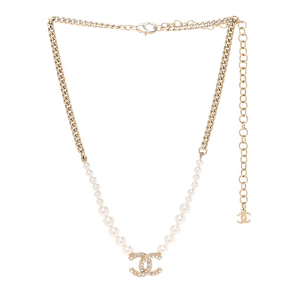 Chanel Pearl Crystal Chain CC Necklace Gold 3 of 6