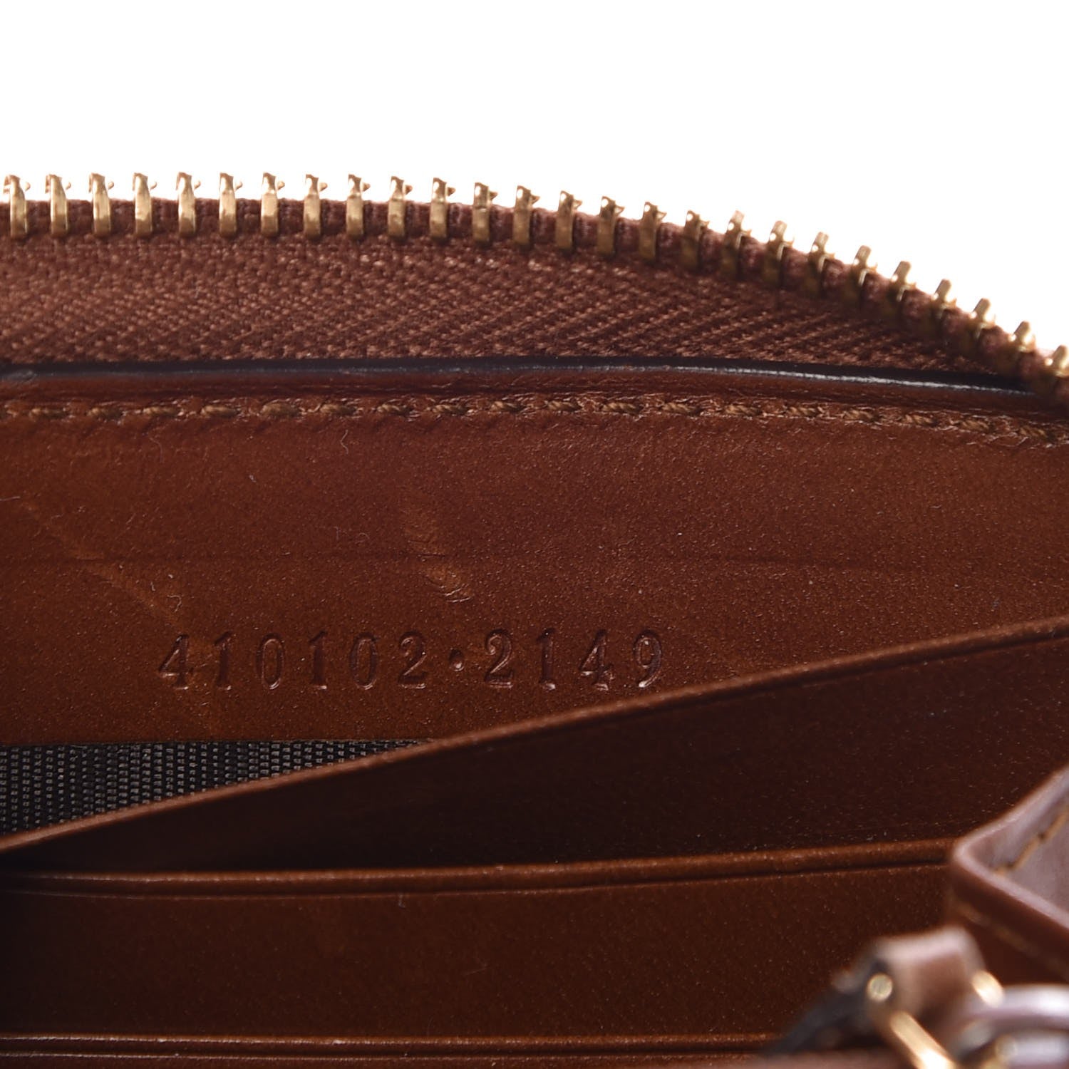 Gucci GG Supreme Monogram Cuoio Toscano Zip Around Wallet Beige Ebony Cuir 7 of 10