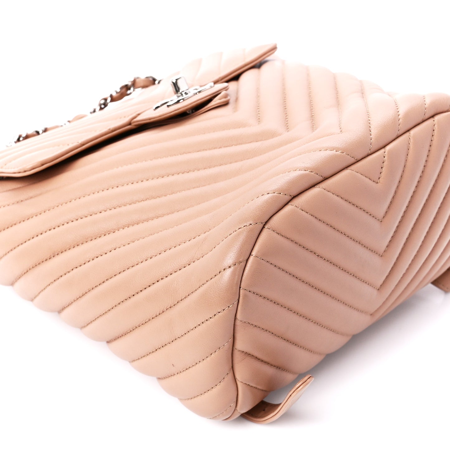 Calfskin Chevron Quilted Small Urban Spirit Backpack Beige