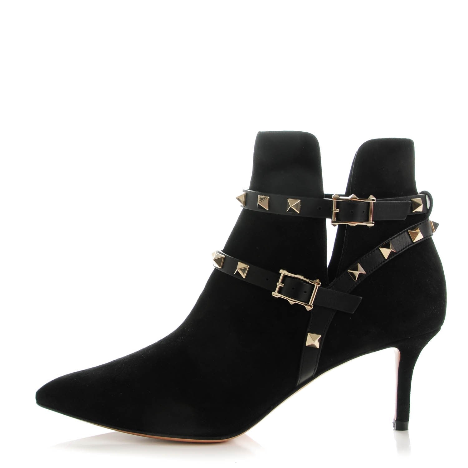 Valentino Garavani Suede Rockstud Double Buckle 65mm Ankle Boots 37.5 Black 1 of 8
