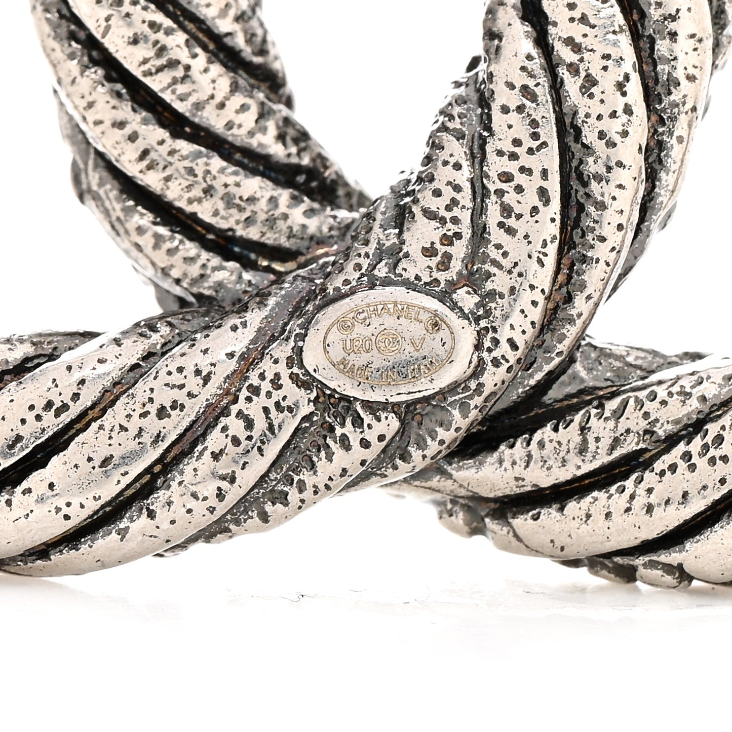 Crystal Twisted CC Brooch Silver