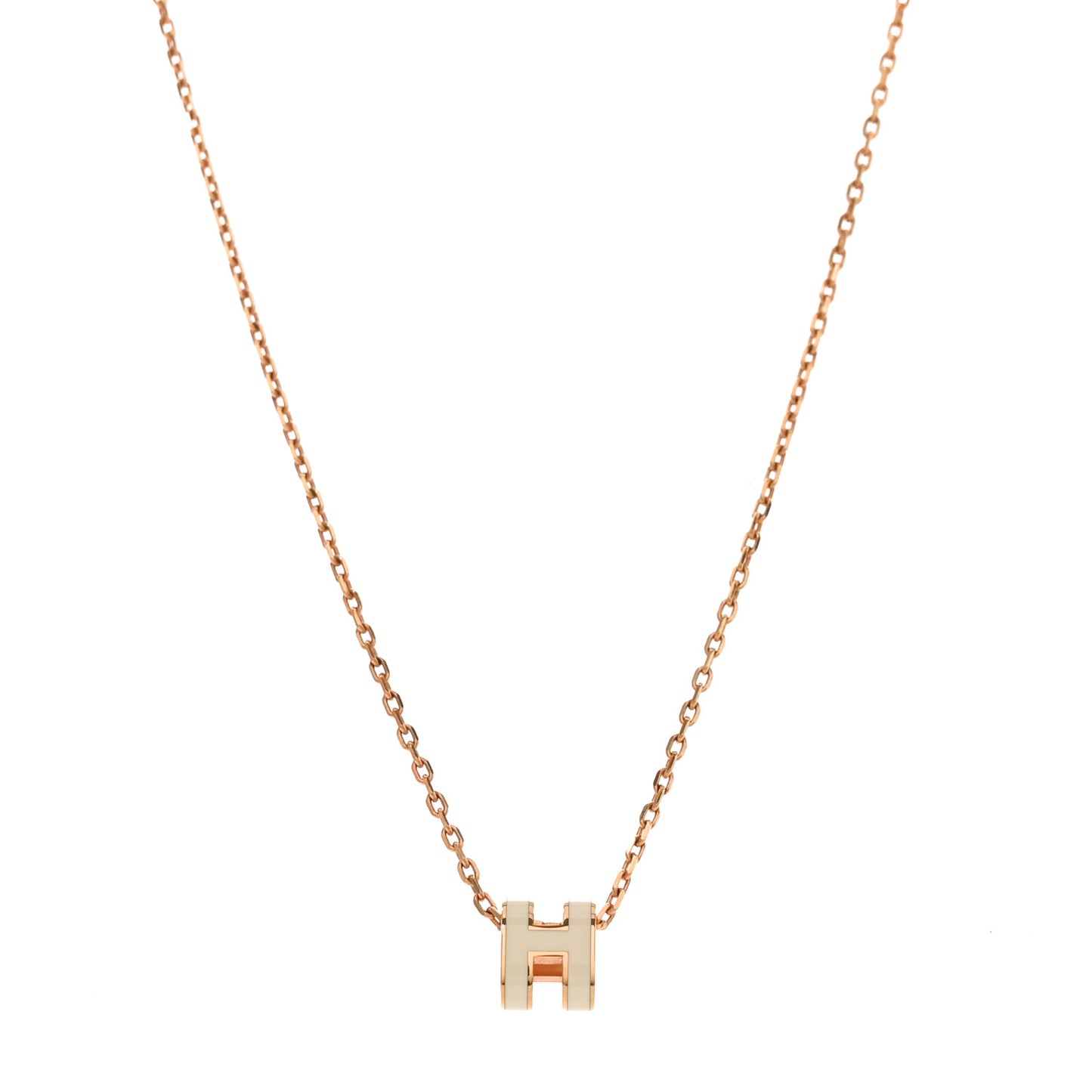 Lacquered Rose Gold Mini Pop H Pendant Necklace White