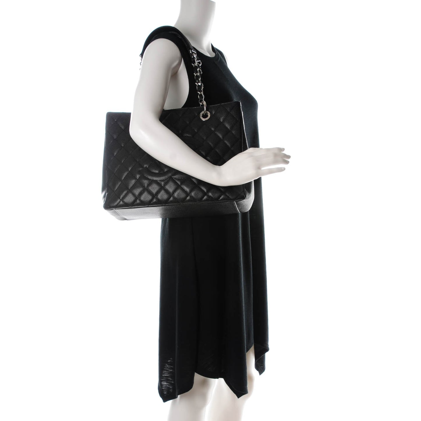 Caviar Quilted Grand Shopping Tote GST Black