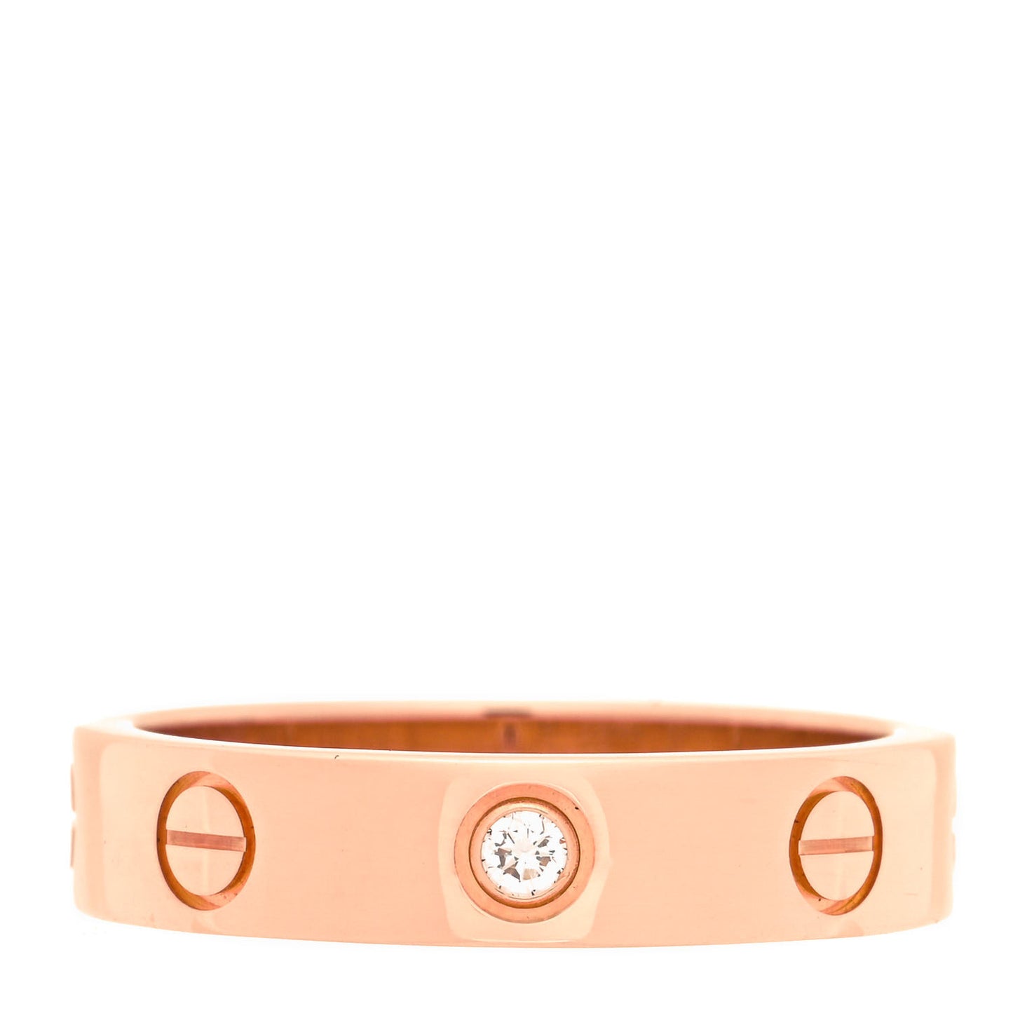 18K Pink Gold Diamond 4mm LOVE Wedding Band Ring 50 5.25