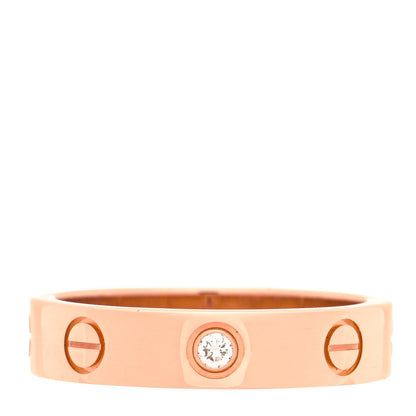 Cartier 18K Pink Gold Diamond 4mm LOVE Wedding Band Ring 50 5.25 1 of 4