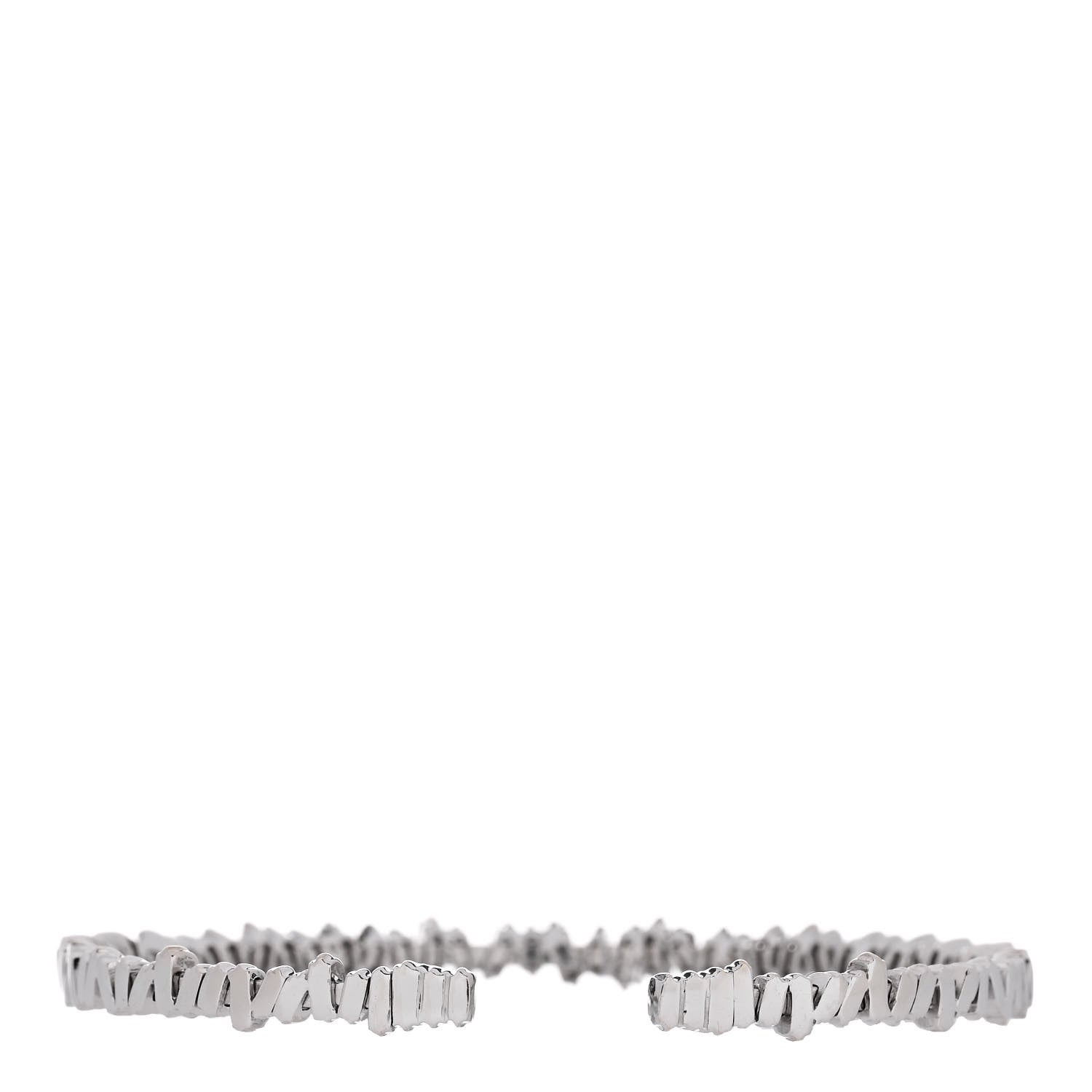 Suzanne Kalan 18K White Gold Diamond Fireworks Classic Baguette Bangle Bracelet 2 of 3