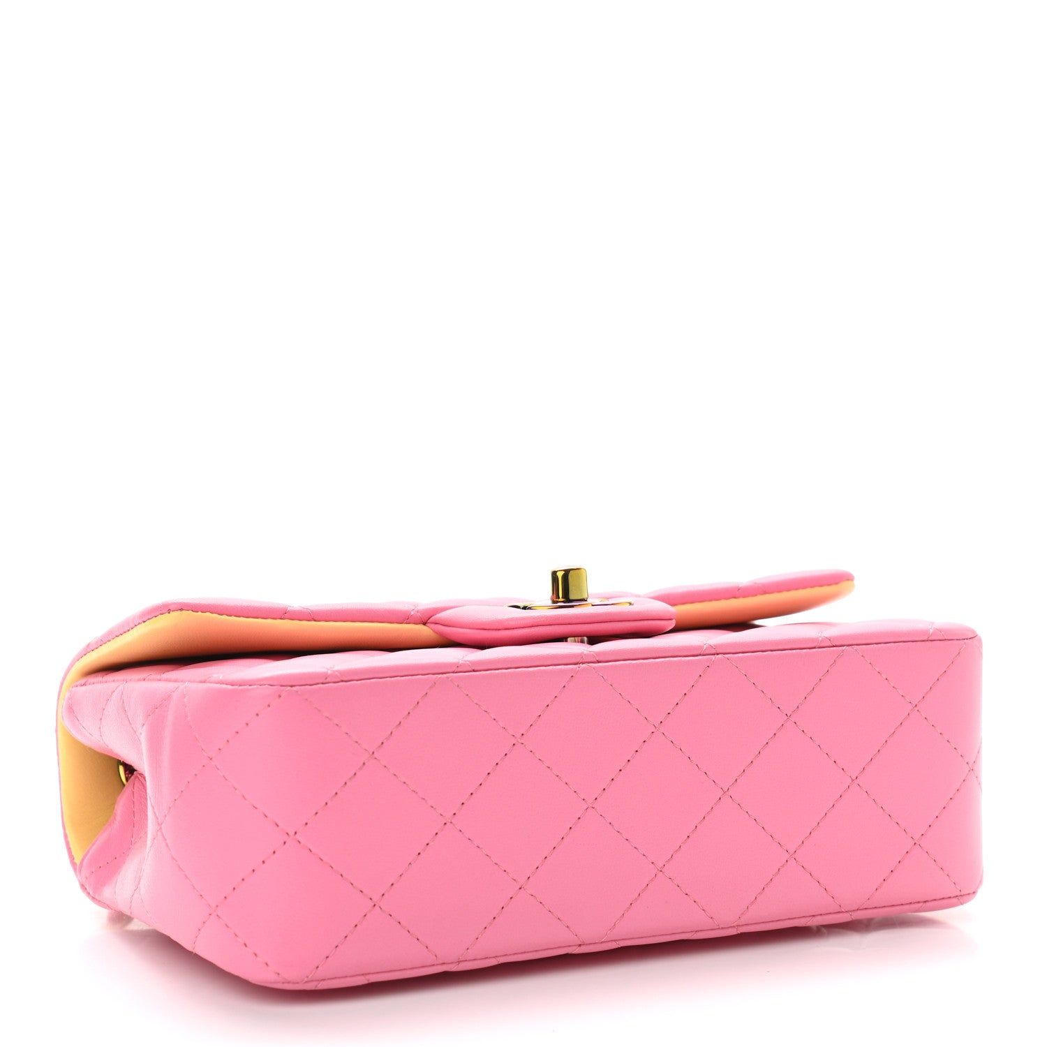 Chanel Lambskin Quilted Mini Rectangular Flap Pink Yellow 4 of 11