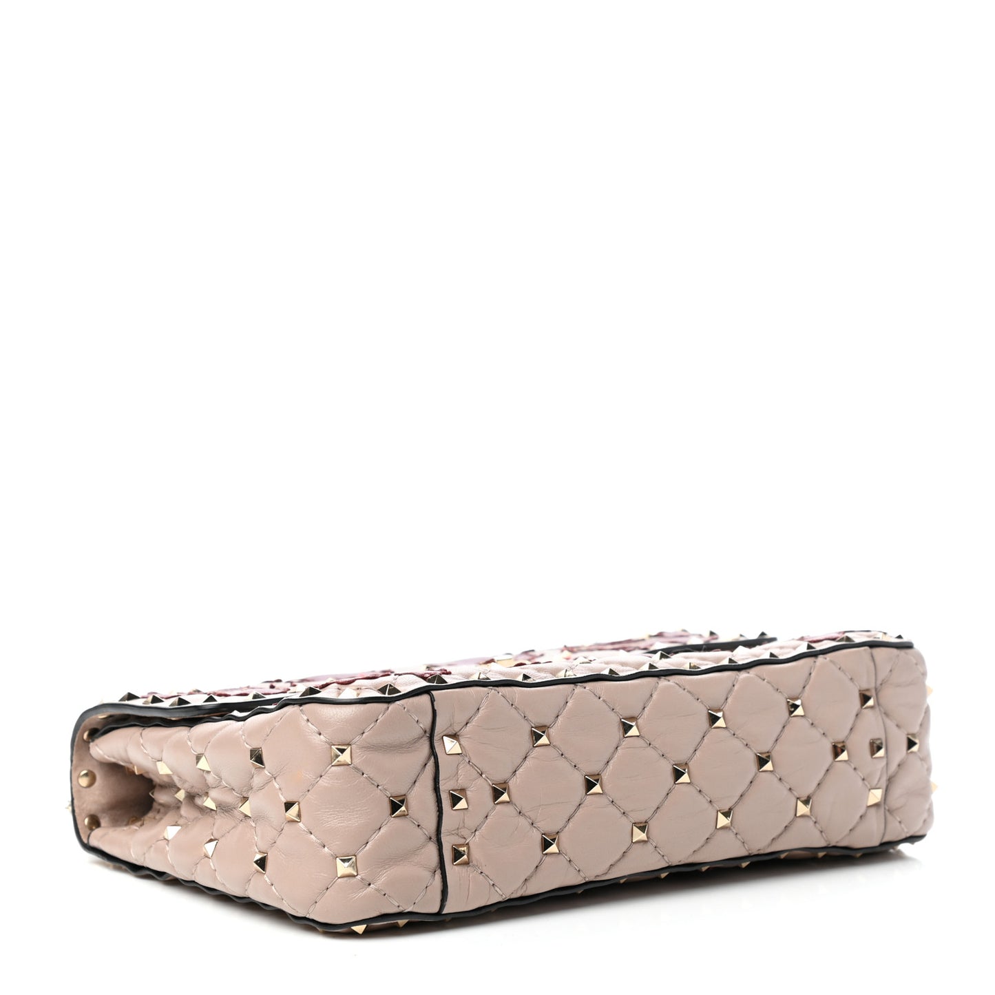 Nappa Flower Intarsia Medium Rockstud Spike Shoulder Bag Multicolor