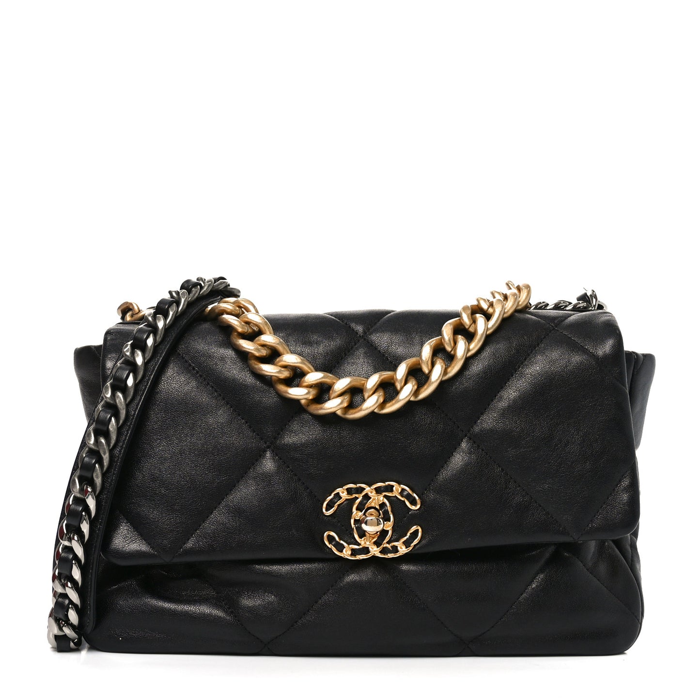Goatskin Quilted Large Chanel 19 Flap Black