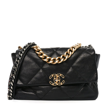 Chanel Goatskin Quilted Large Chanel 19 Flap Black 1 of 11