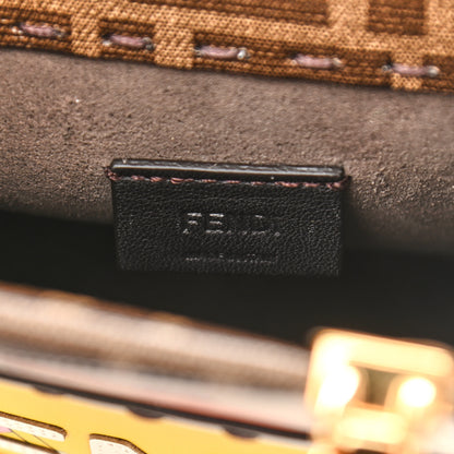 Fendi Glazed Fabric Vitello King Plexiglass FF 1974 Logo Hairdo Girls Inlay Mini Fendi Sunshine Shopper Tote Mogano Panna Multicolor 8 of 9