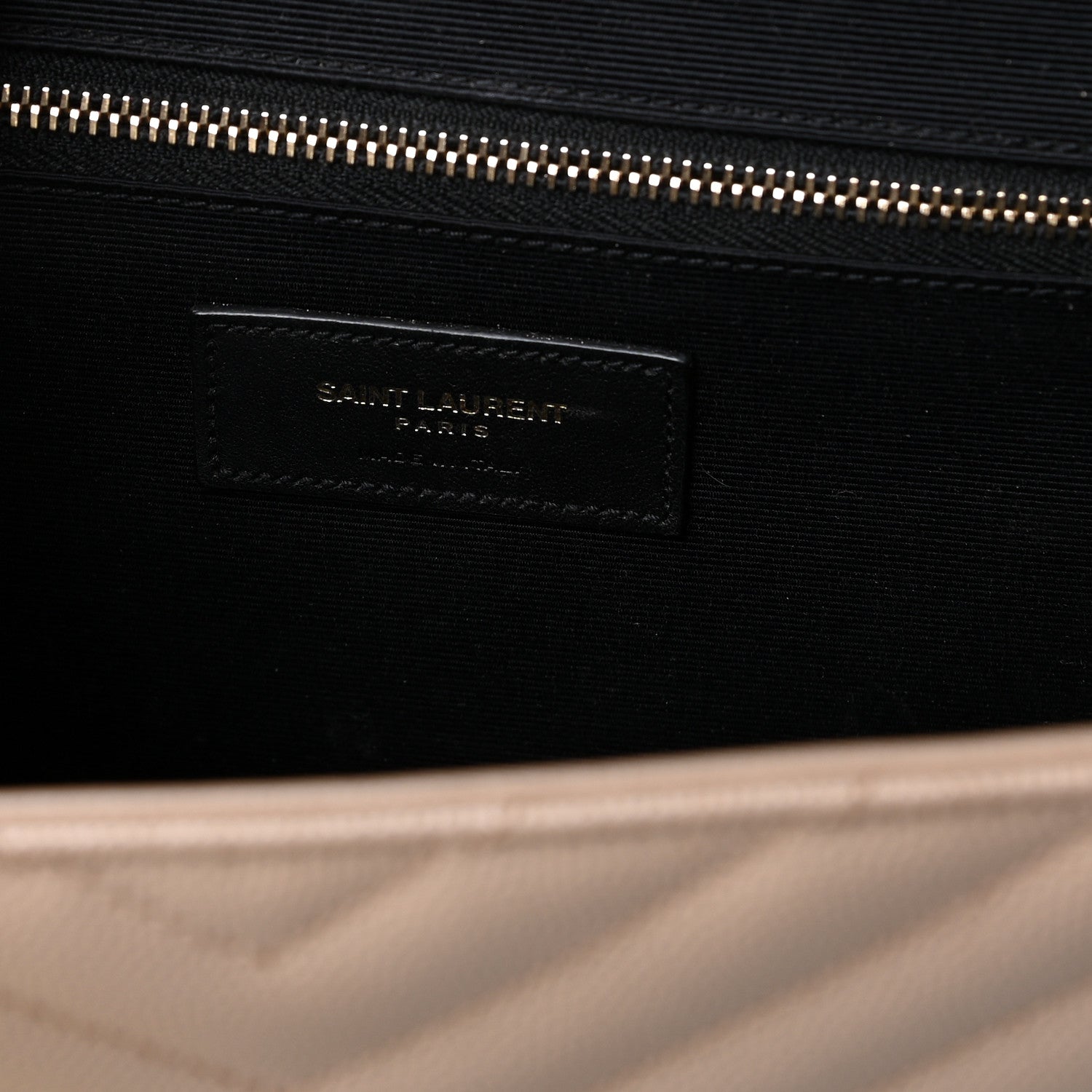 Saint Laurent Grain De Poudre Matelasse Chevron Large Monogram Satchel Dark Beige 9 of 12