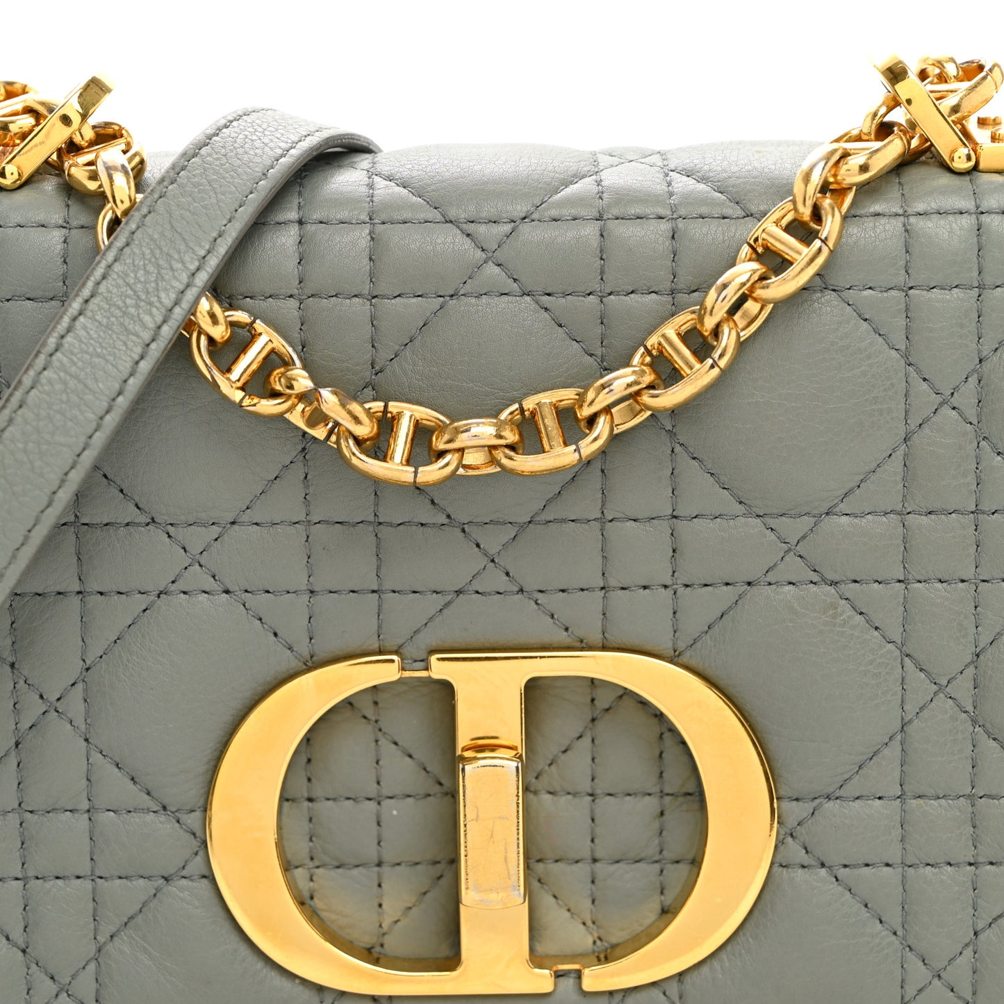 Calfskin Cannage Small Caro Bag Grey