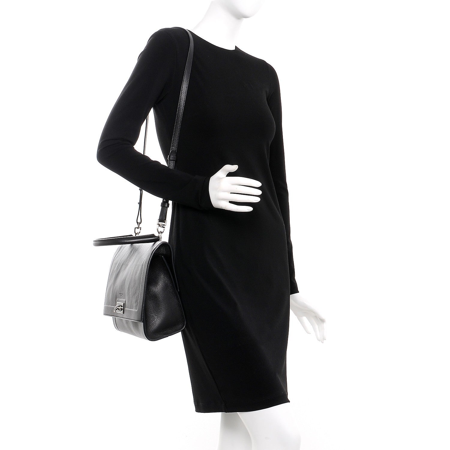 Givenchy Grained Calfskin Small Shark Lock Satchel Black 2 of 8