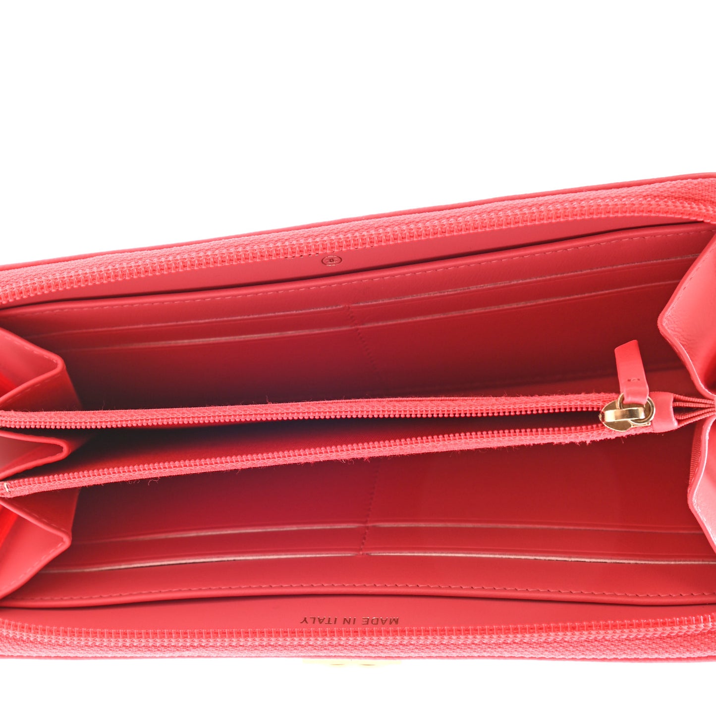 Caviar Quilted Large Boy Zip Around Wallet Coral