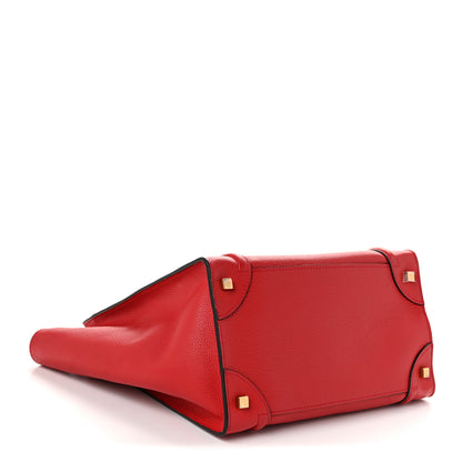 Celine Drummed Calfskin Mini Luggage Coquelicot 4 of 10