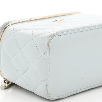 Chanel Lambskin Quilted Small Top Handle Vanity Case With Chain Light Blue 9 of 12
