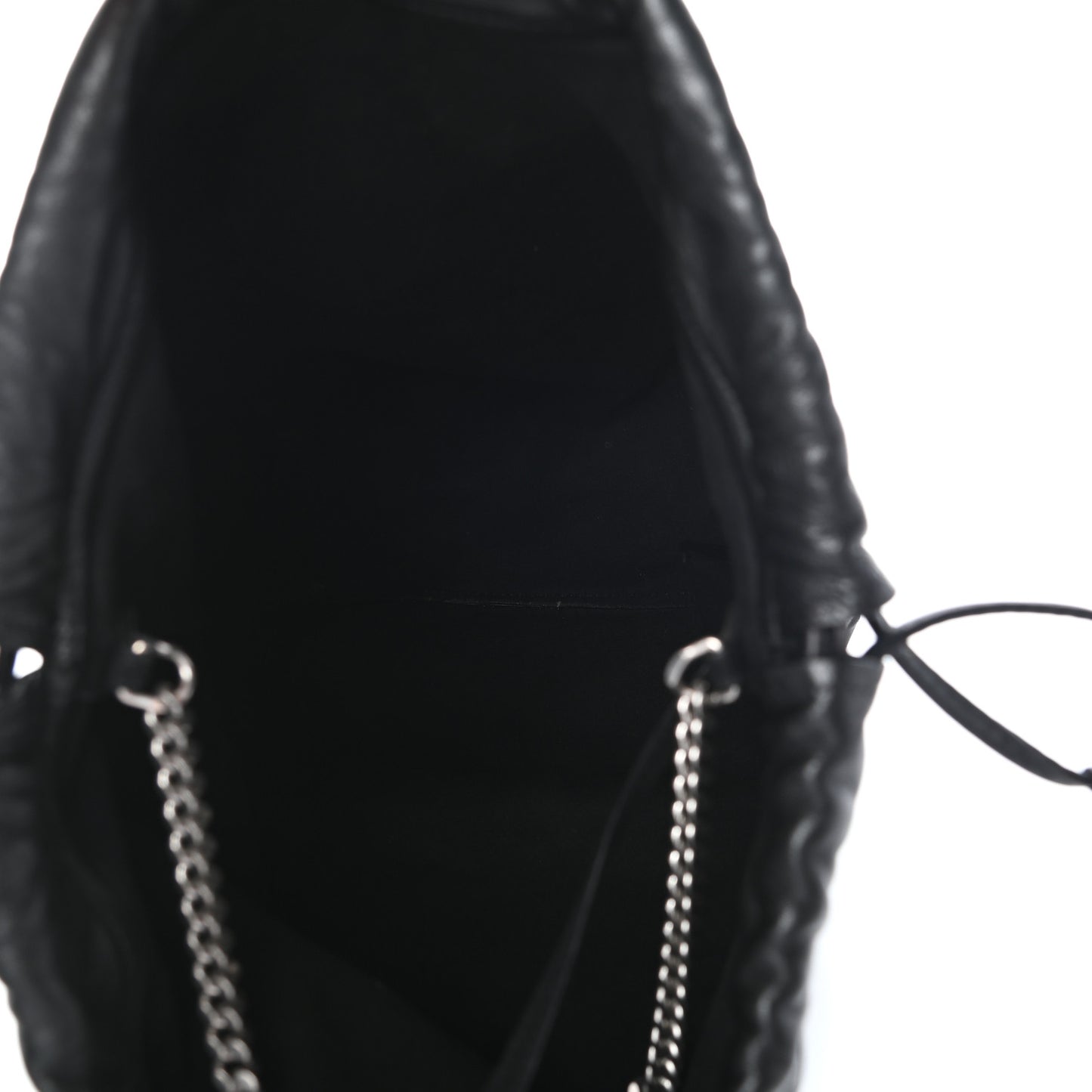 Lambskin Teddy Drawstring Bag Black