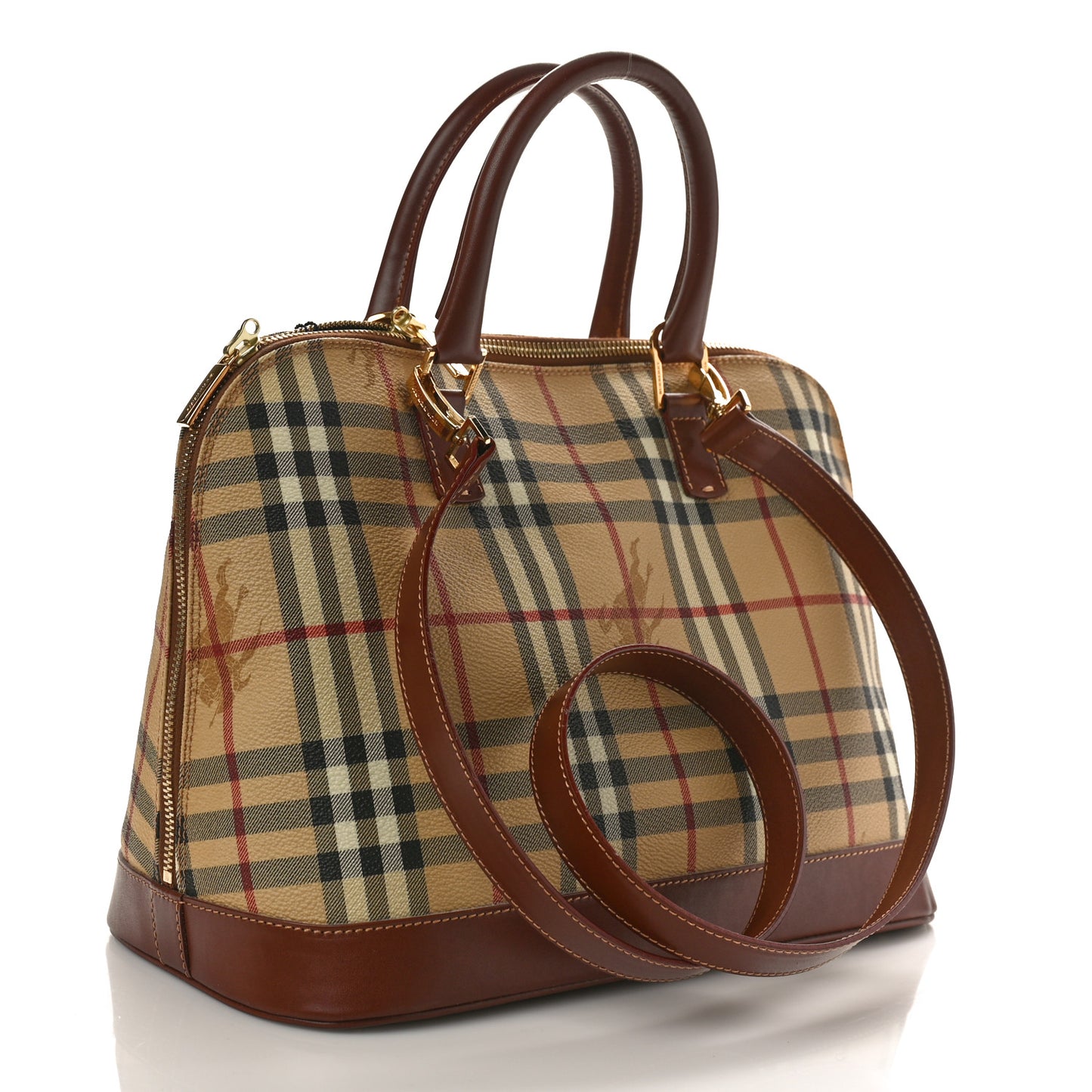 Haymarket Check Top Handle Crossbody Brown