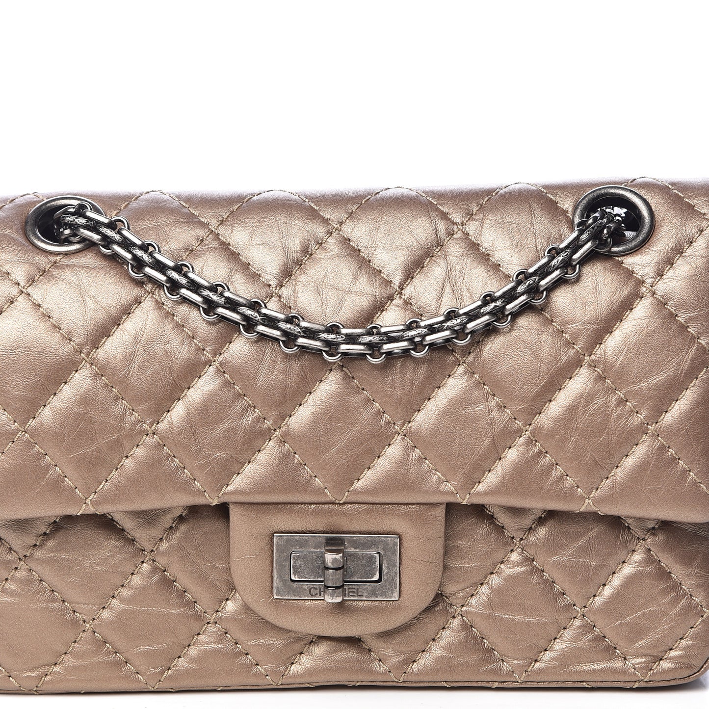 Metallic Calfskin Quilted 2.55 Reissue 224 Flap Gold