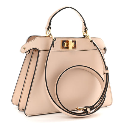 Fendi Vitello Seta Shiny Nappa Plexiglass Small Peekaboo I SEE U Satchel Poudre 3 of 10