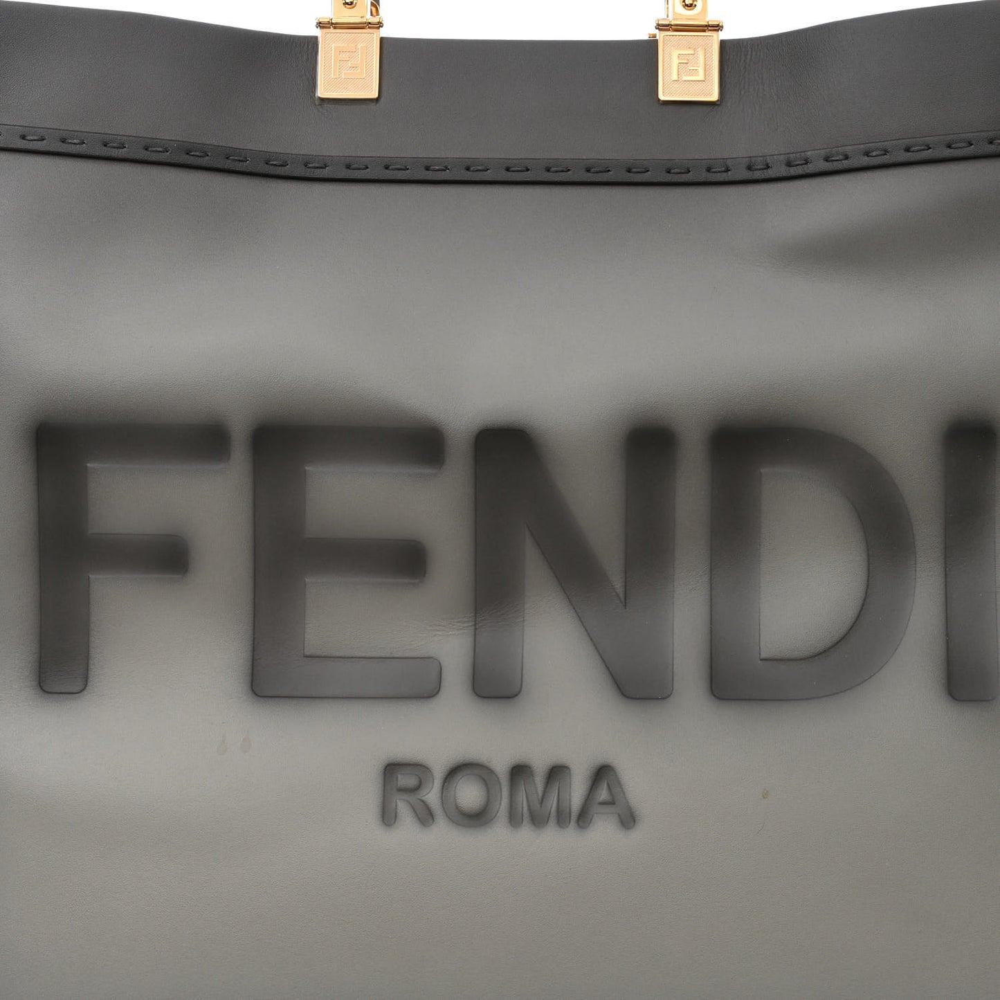 Vitello King Tamponato Plexiglass Logo Embossed Large Fendi Sunshine Shopper Tote Ghiaccio