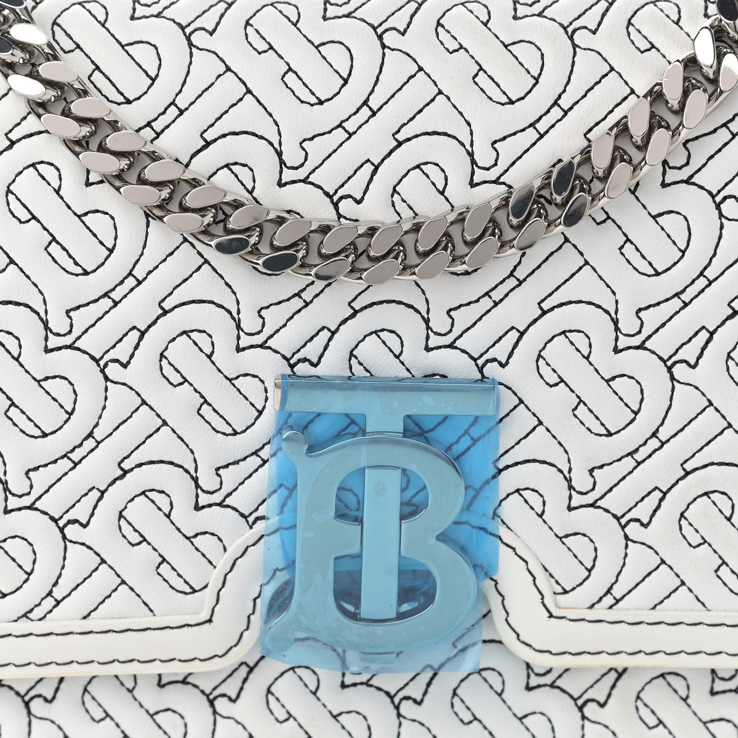 Calfskin Monogram Embossed Small TB Chain Bag Optic White