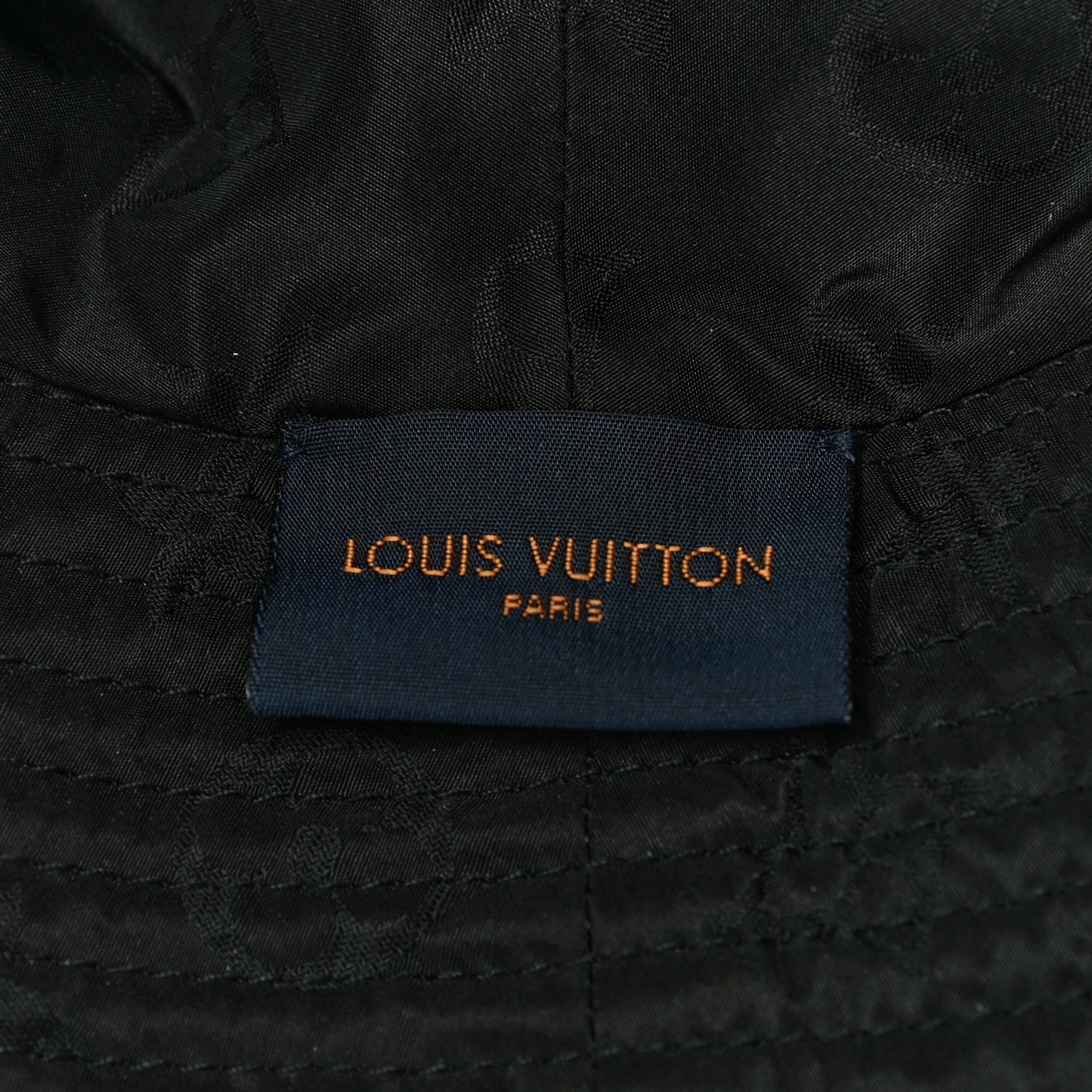 Nylon Canvas Monogram Giant Crafty Reversible Bucket Hat Black Creme Caramel