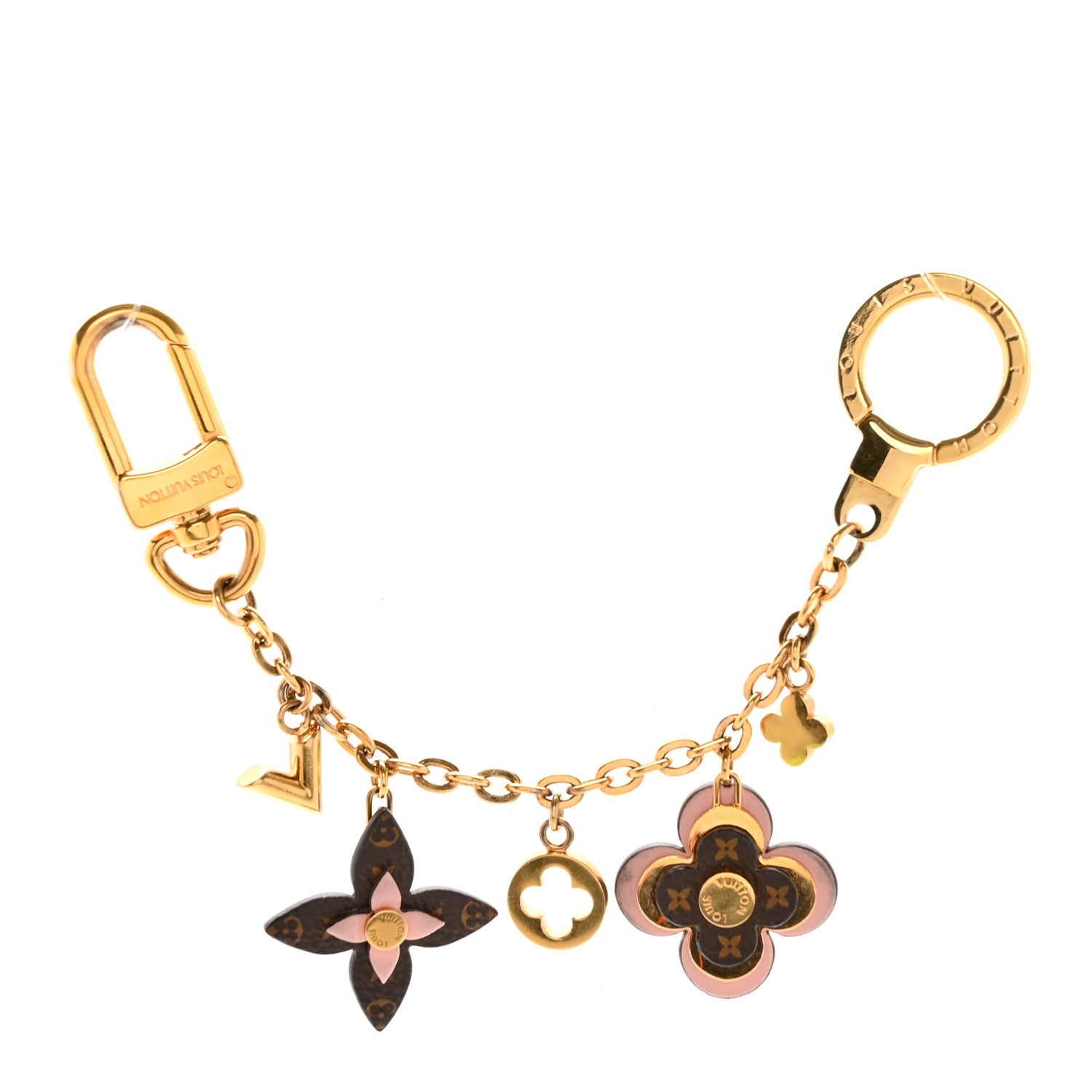 Louis Vuitton Brass Monogram Blooming Flowers Bag Charm Key Holder Rose Ballerine 1 of 10